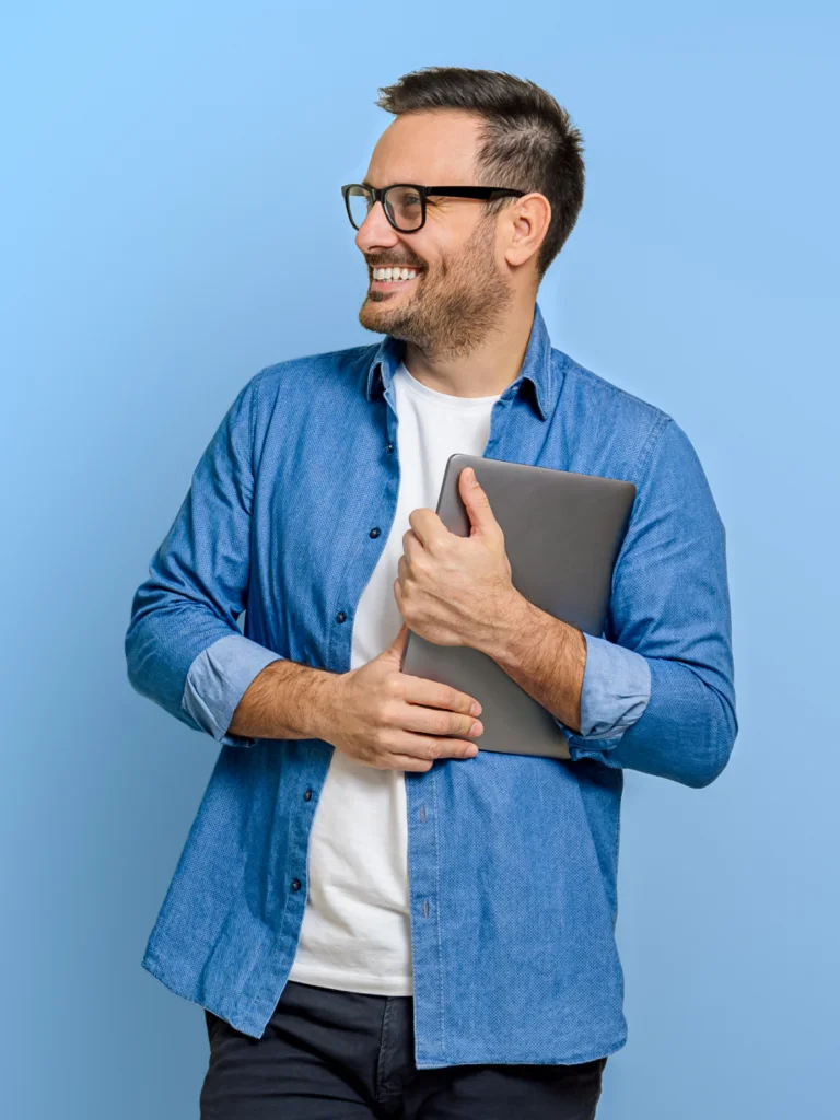 Man holding tablet