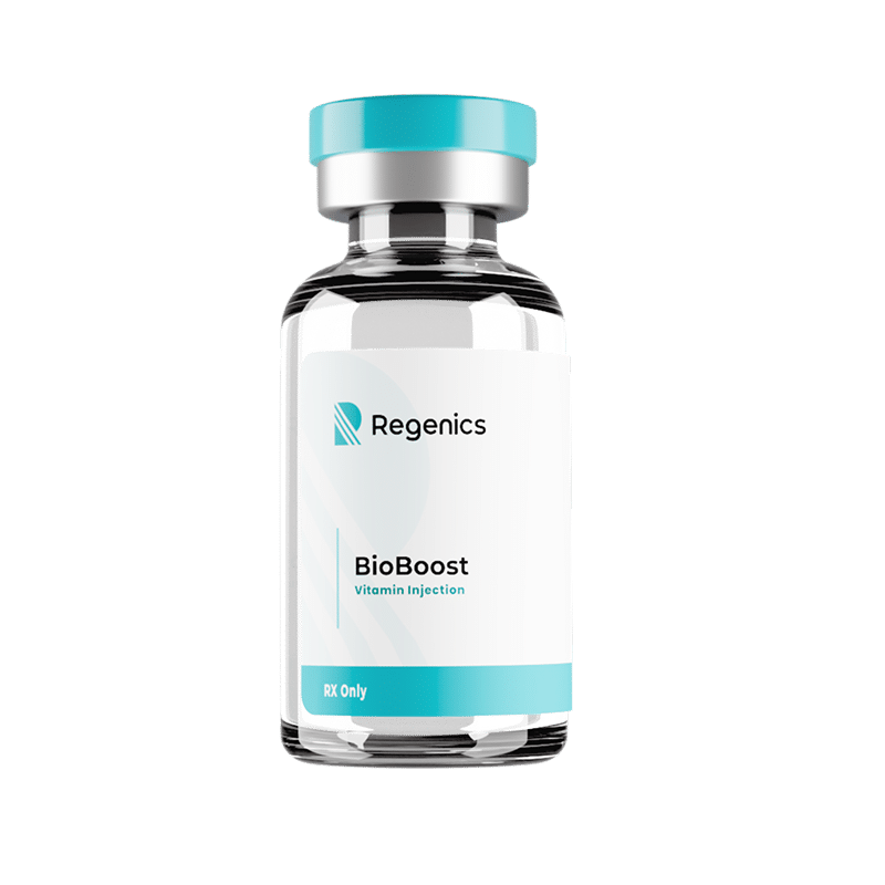 A vial of Regenics BioBoost injections for weight loss.