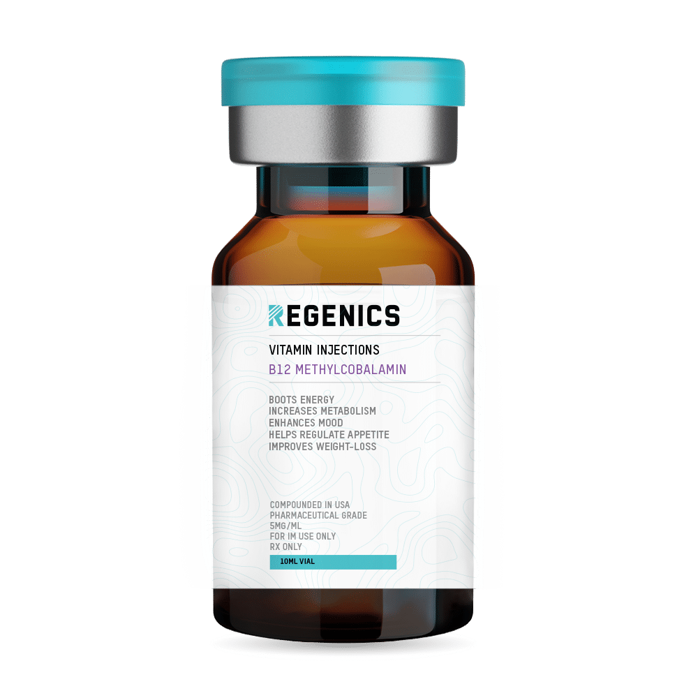 A bottle of B12-injected egenics vitamin c.