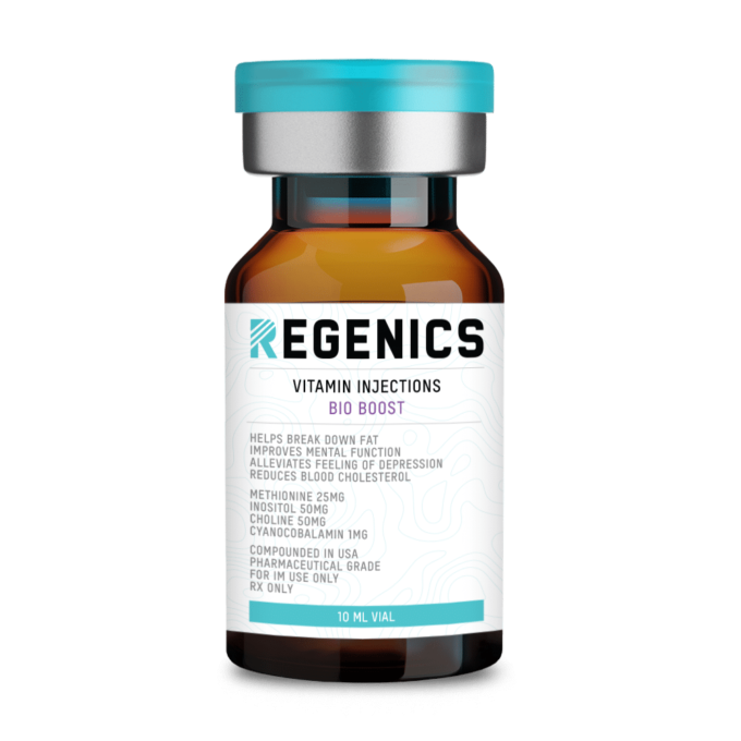 A vial of Regenics BioBoost injections for weight loss.