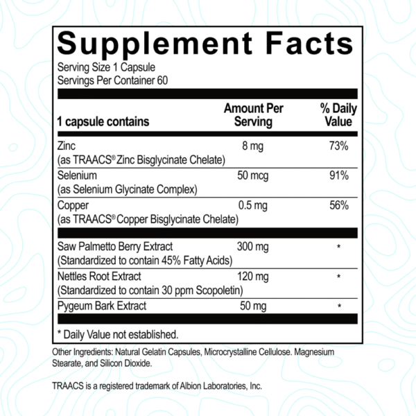 A regenics label listing the minerals used in the supplement.