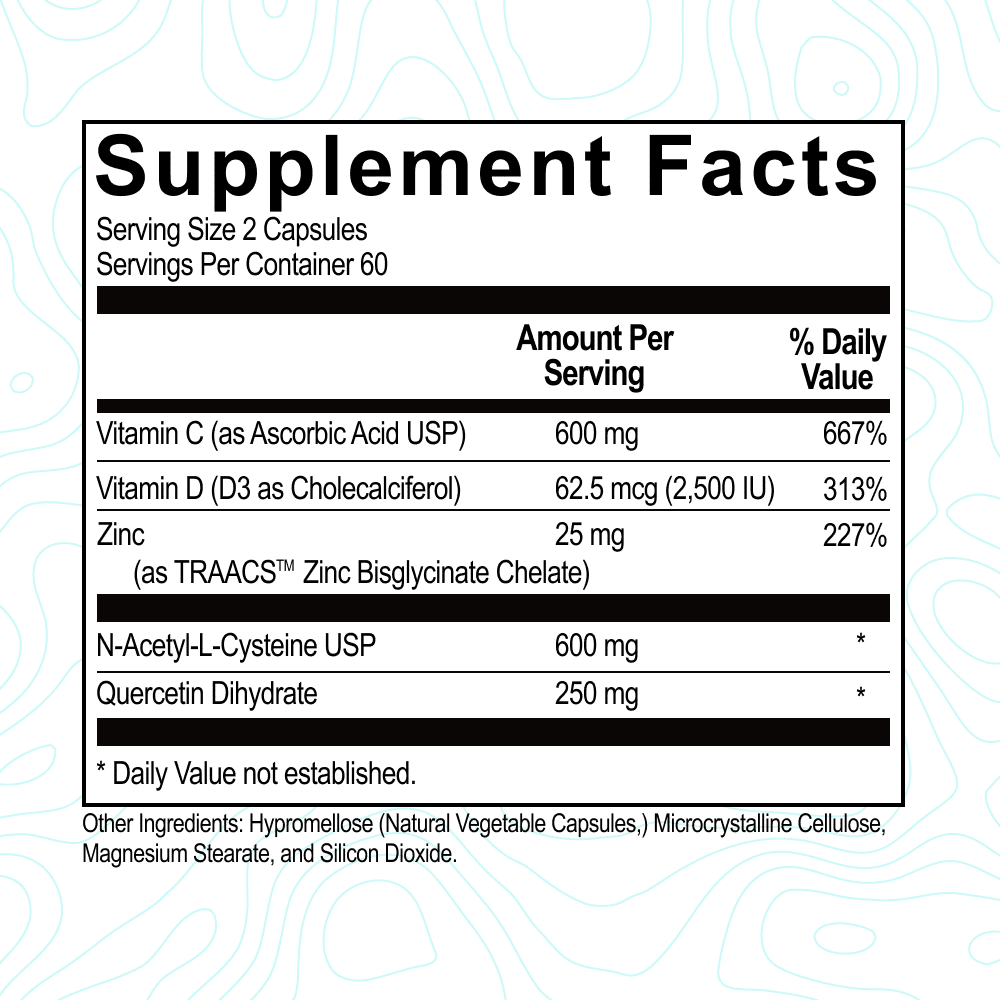 Immune-Q - A label for a supplement that supports a healthy immune system with vitamins and minerals.