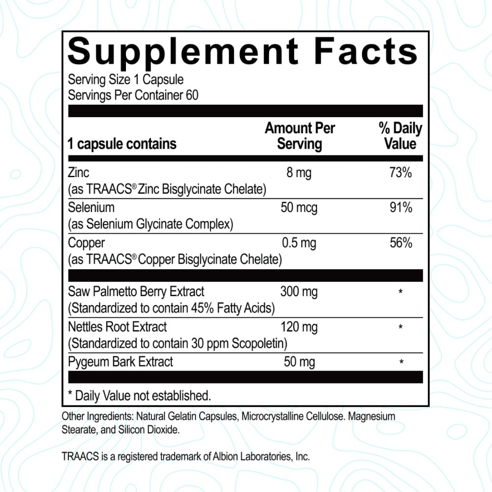 A label showing the ingredients and benefits of AndroSupport supplement.