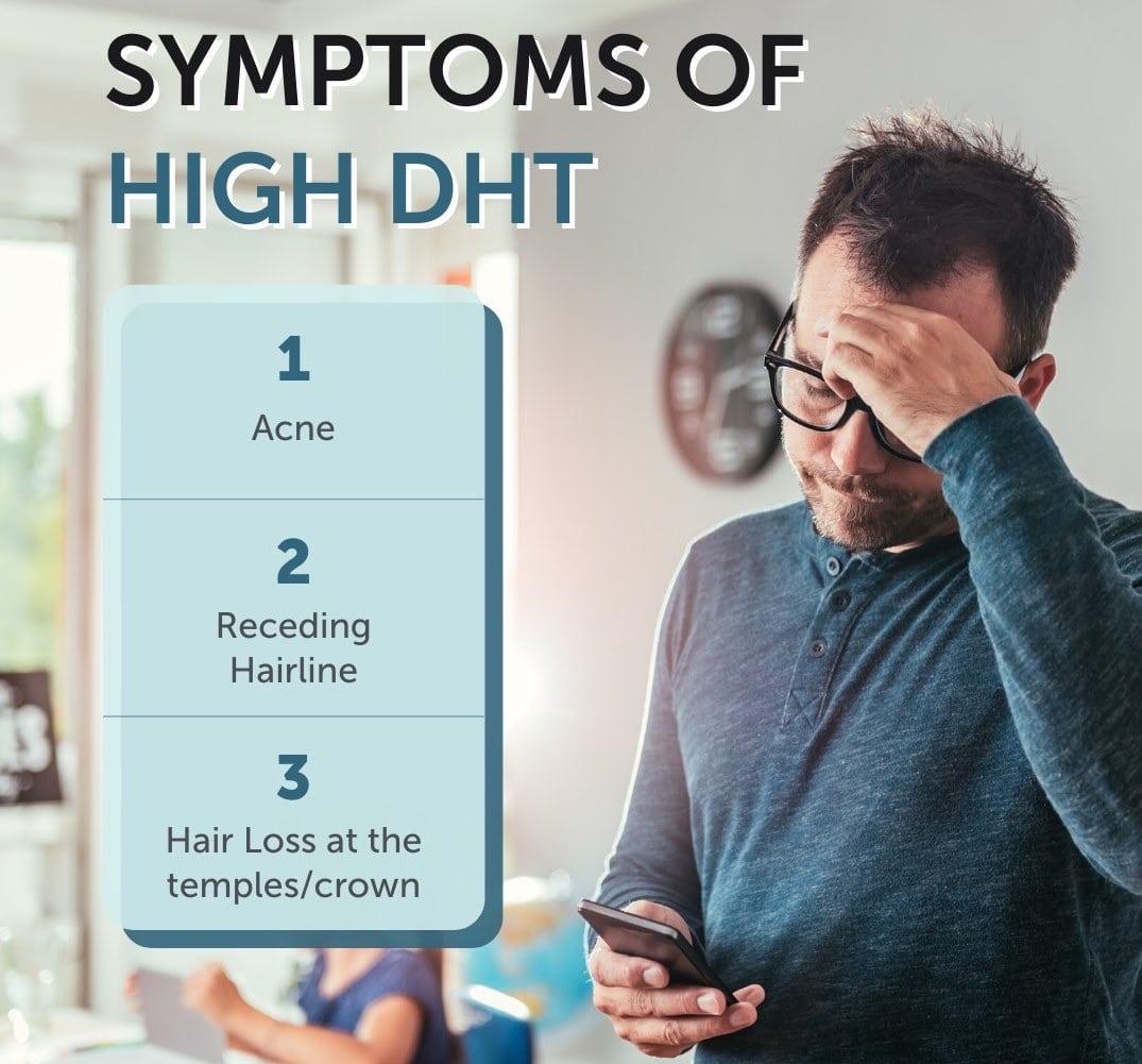 Symptoms of DHT-related hair loss and the Benefits of AndroSupport.