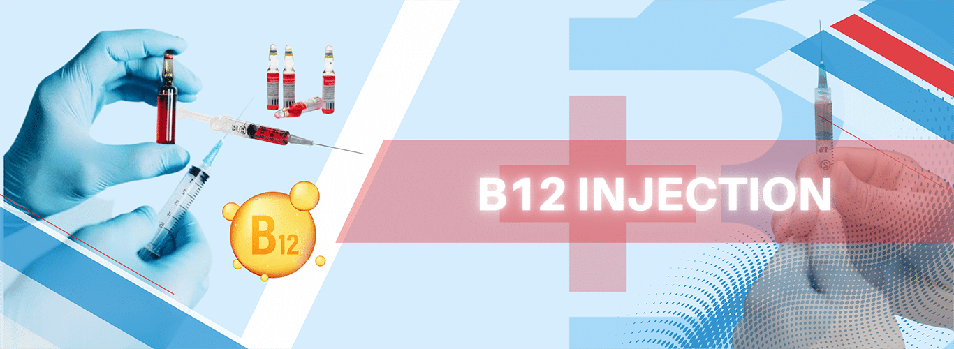 Vitamin B12 injection with a syringe.