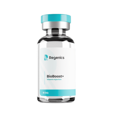 A vial of Regenics BioBoost Plus injections for weight loss.