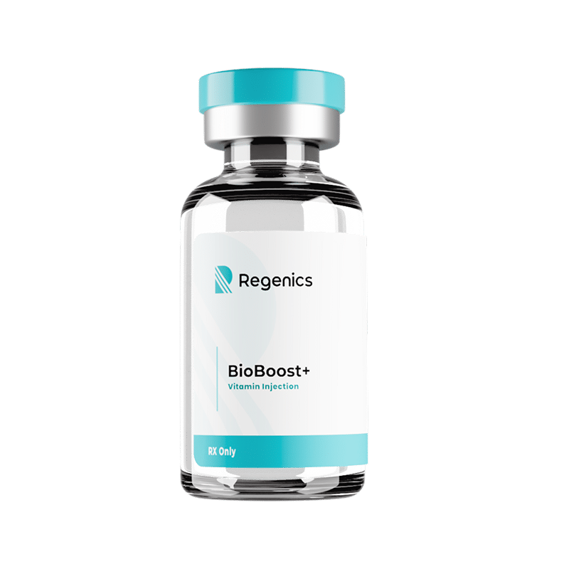 A vial of Regenics BioBoost Plus injections for weight loss.