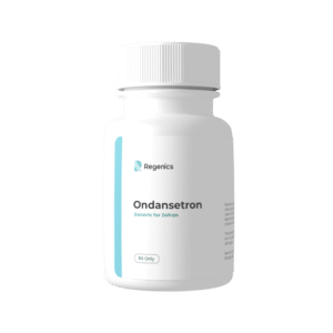 Ondansetron (Zofran) capsules on a white background.