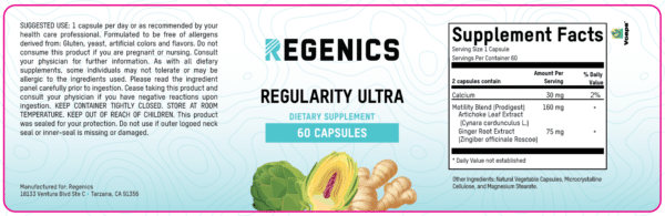 Regenics Regularity Ultra supplement helps promote regularity.