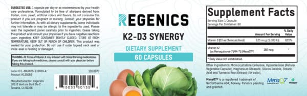 Regenics Vitamin K2 with D3.