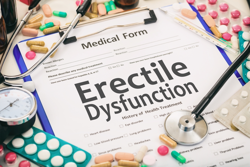 Medical form on a table, diagnosis erectile dysfunction