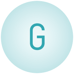 A large teal circle with the letter "G" centered in a darker shade, reminiscent of the sleek design elements often seen in Elementor.