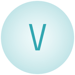 A teal circle featuring a bold, darkened letter "V" at its core offers a sleek and minimalistic design reminiscent of Elementor's modern aesthetic.