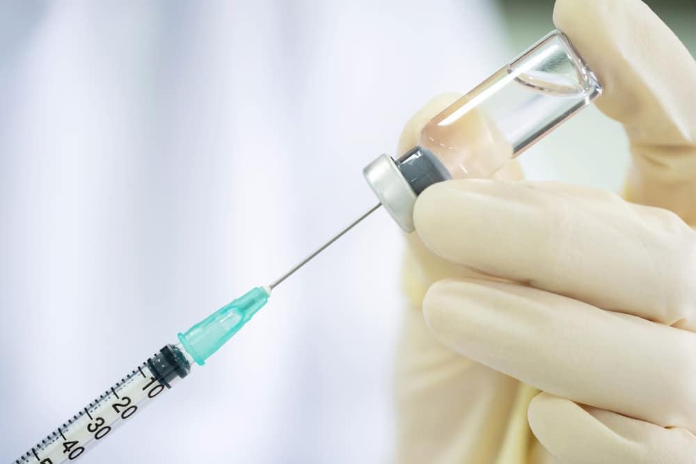 Medicine plastic vaccination with needle was filling with NAD